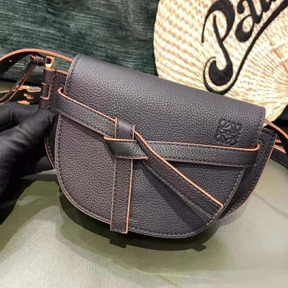 Loewe Mini Gate Dual Bag in Pebble Grain Calfskin for Women in Black Loewe Mini Gate Dual Bag in Pebble Grain Calfskin for Women in Black