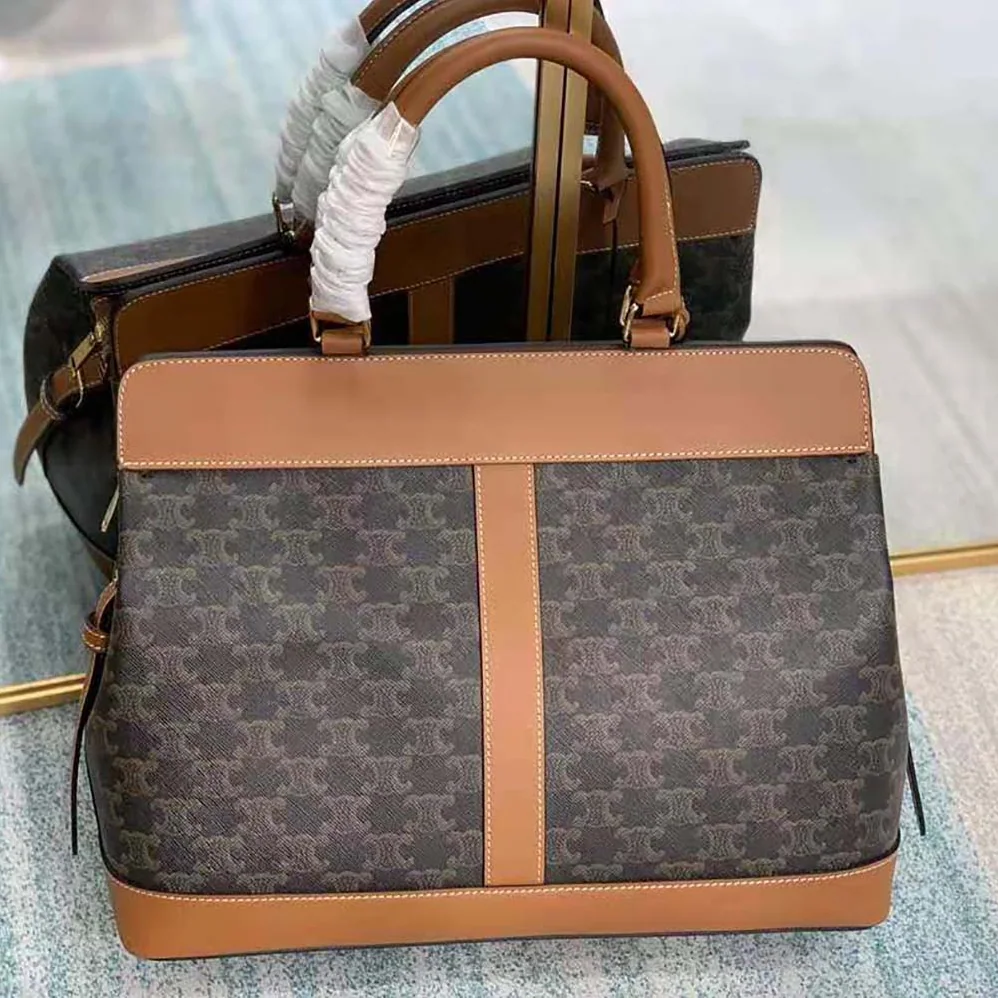 Celine Medium Cabas DE France Bag in Triomphe Canvas and Calfskin for Women Celine Medium Cabas DE France Bag in Triomphe Canvas and Calfskin for Women