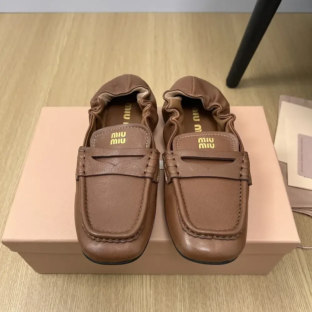 Miu Miu Nappa Leather Loafers for Women in Chocalate Miu Miu Nappa Leather Loafers for Women in Chocalate