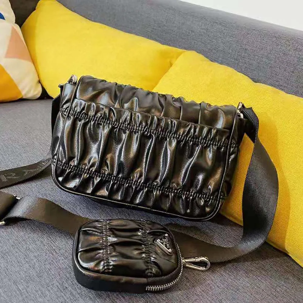 Prada Gaufre Nappa Leather Shoulder Bag for Women in Black Prada Gaufre Nappa Leather Shoulder Bag for Women in Black