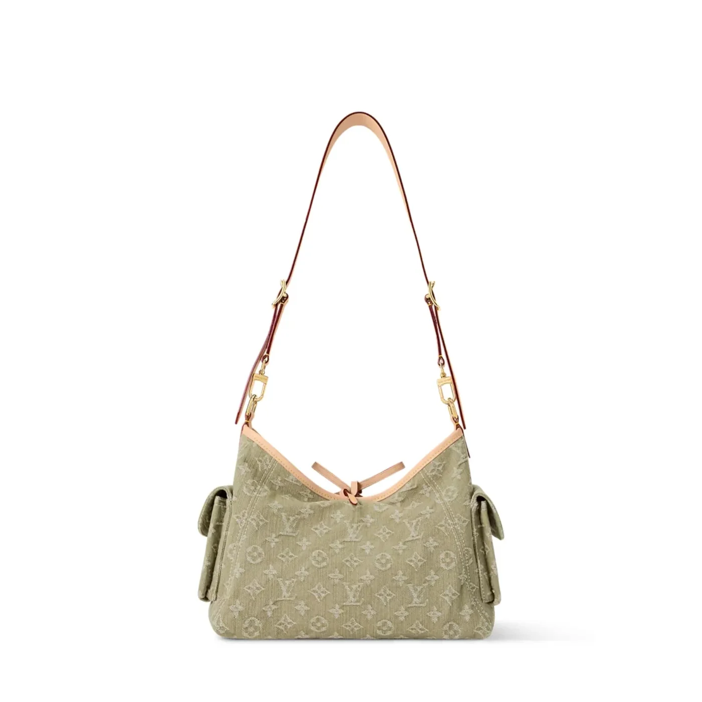 Louis Vuitton Carryall Cargo PM Shoulder Bag in Khaki Denim Gold Hardware