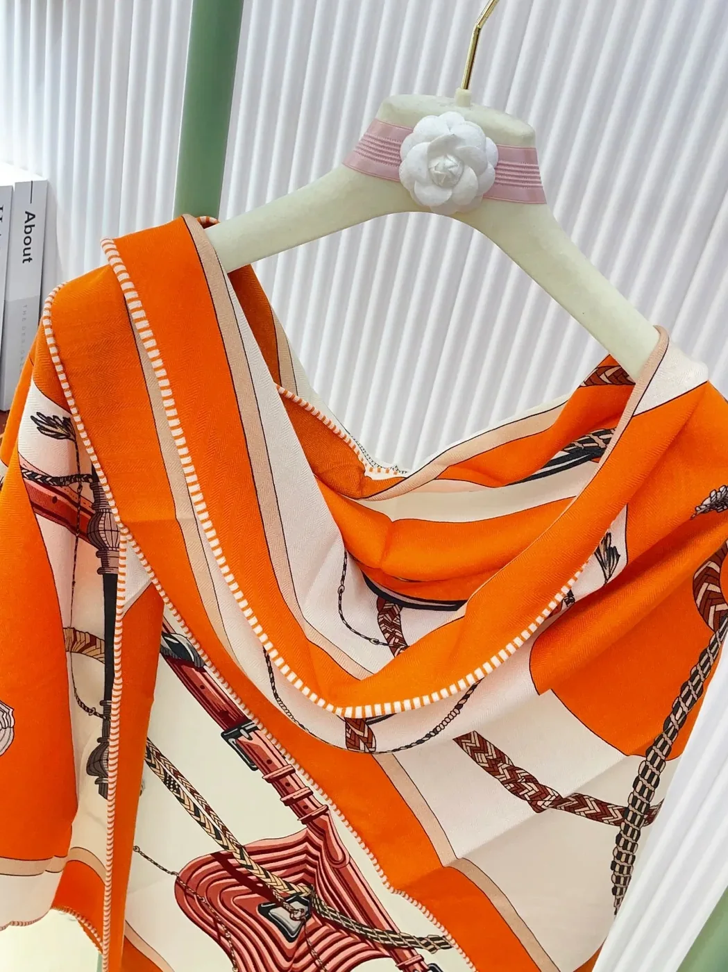Hermes Clic-Clac Triangle Scarf Orange Cuit 03