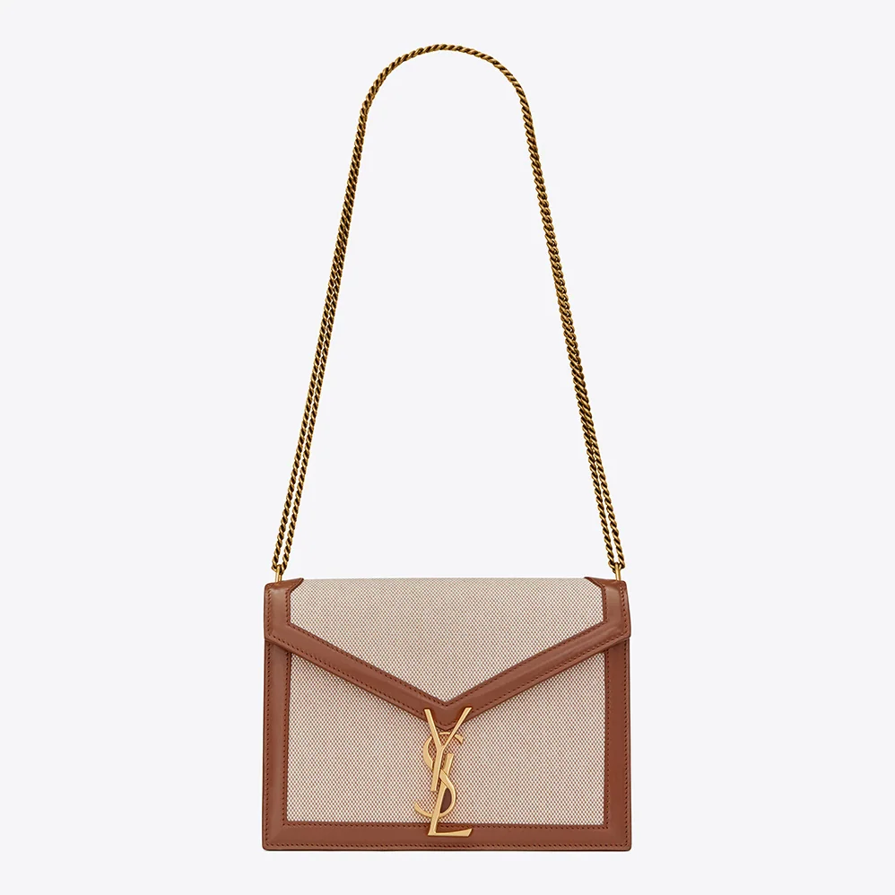 Saint Laurent YSL Cassandra Monogram Clasp Bag in Canvas and Smooth Leather for Women