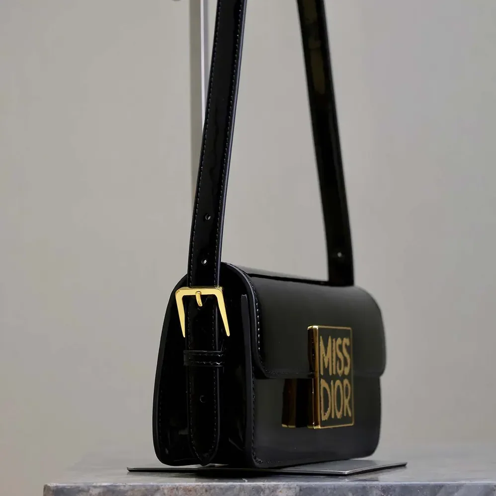 Dior Miss Dior Flap Bag Black Patent Calfskin for Women Dior Miss Dior Flap Bag Black Patent Calfskin for Women