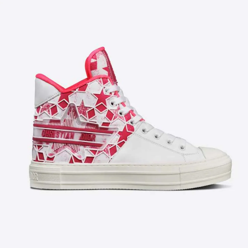 Dior Walk N Dior Star Sneaker Bright Pink and White Calfskin and Technical Fabric for Unisex