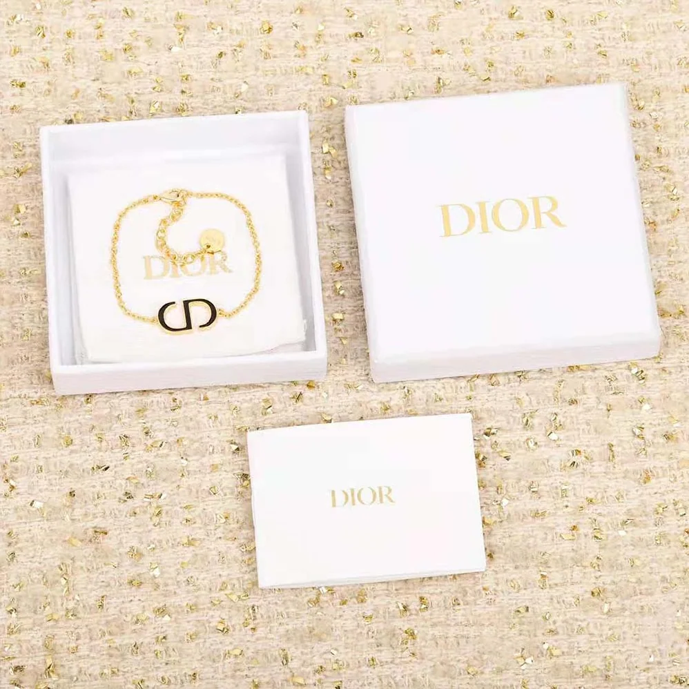 Dior Petit CD Bracelet Gold-Finish Metal and Black Lacquer for Women Dior Petit CD Bracelet Gold-Finish Metal and Black Lacquer for Women