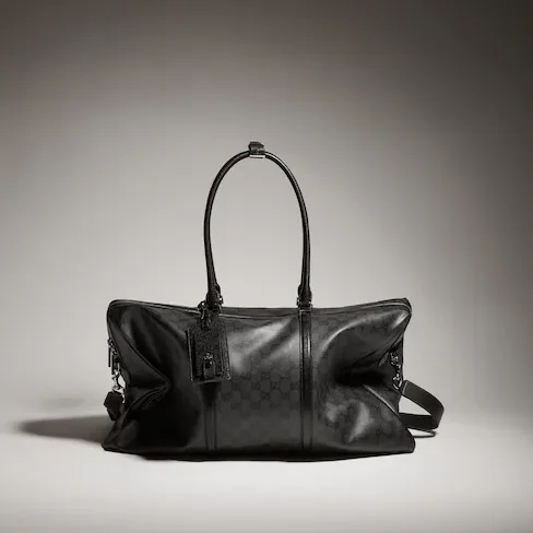 Gucci Essence Classic Large Duffle Bag in Black Silver Hardware