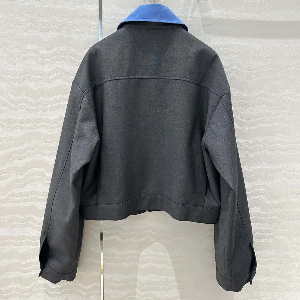 Miu Miu Gabardine Blouson Jacket with Poplin Collar for Women