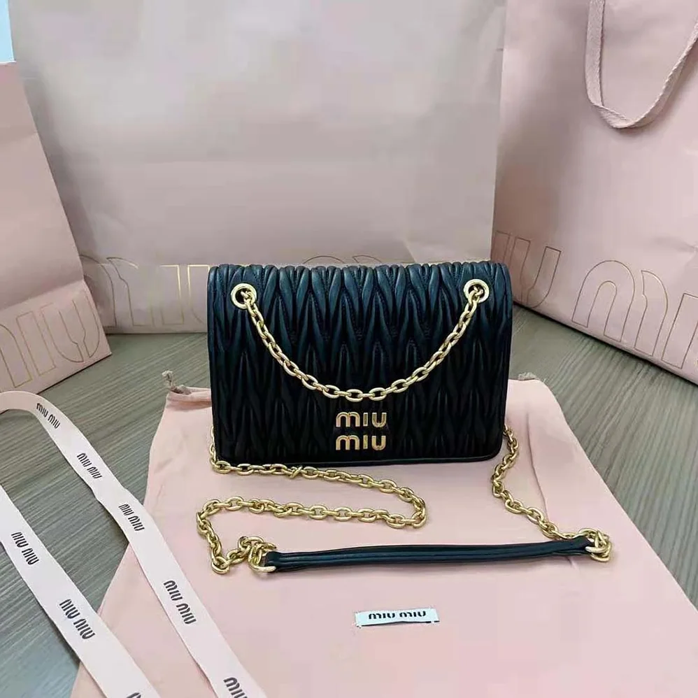 Miu Miu Matelassé Nappa Leather Mini-bag for Women in Black Miu Miu Matelassé Nappa Leather Mini-bag for Women in Black