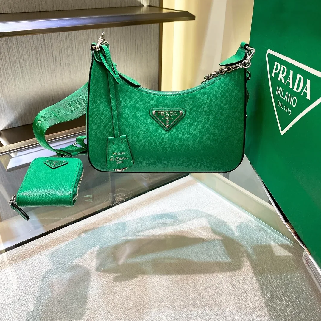 Prada Re- 2005 Saffiano Leather Bag Green Prada Re- 2005 Saffiano Leather Bag Green