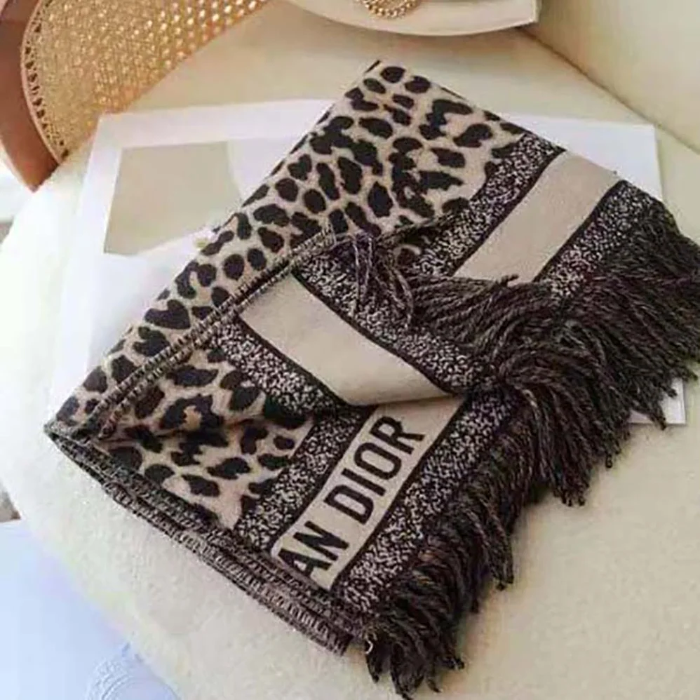 Dior Mizza Reversible Blanket Beige Multicolor Virgin Wool and Silk for Women Dior Mizza Reversible Blanket Beige Multicolor Virgin Wool and Silk for Women