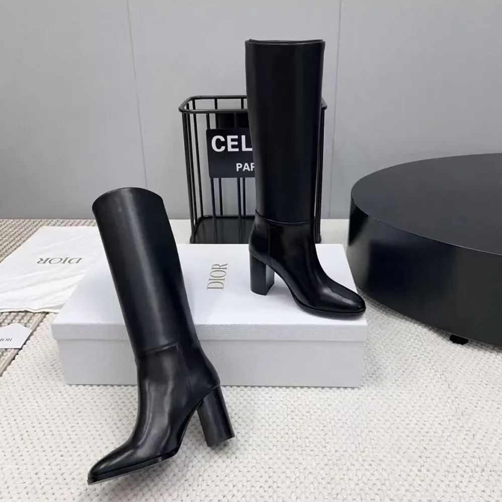 Dior D-Town Heeled Boot Black Supple Calfskin for Women Dior D-Town Heeled Boot Black Supple Calfskin for Women