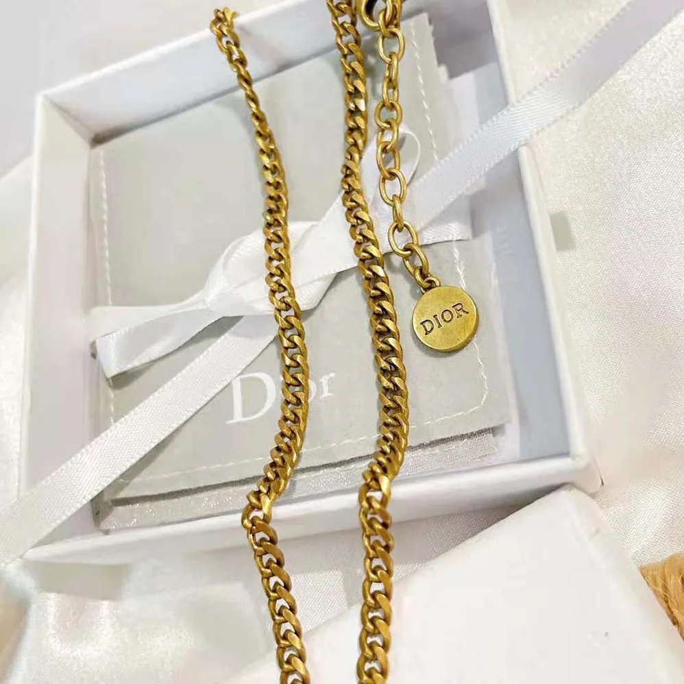 Dior J adior Necklace Antique Gold-Finish Metal and White Resin Pearl for Women