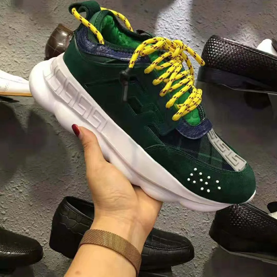 Versace Chain Reaction Sneakers for Men in Green Versace Chain Reaction Sneakers for Men in Green