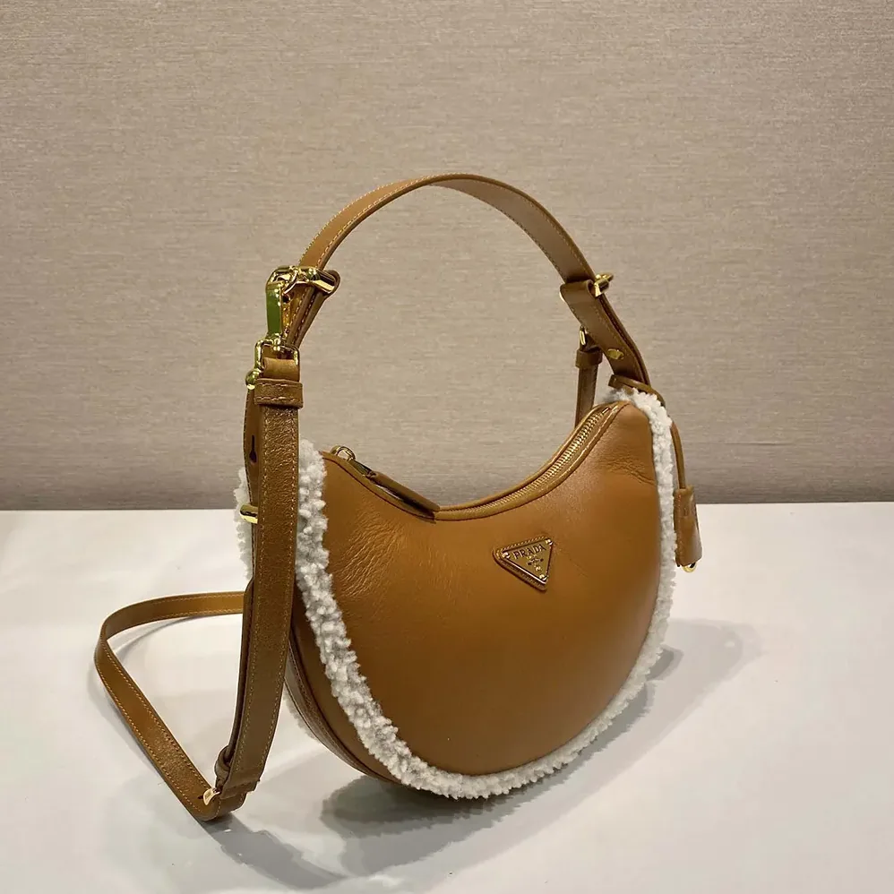 Prada Arqué Small Shearling Shoulder Bag for Women Prada Arqué Small Shearling Shoulder Bag for Women