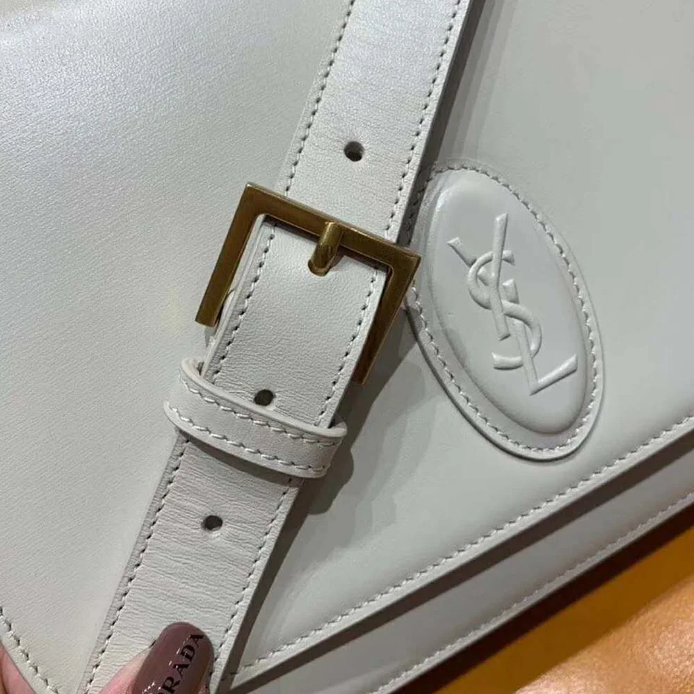 Saint Laurent YSL Le 61 Medium Saddle Bag Smooth for Women in White