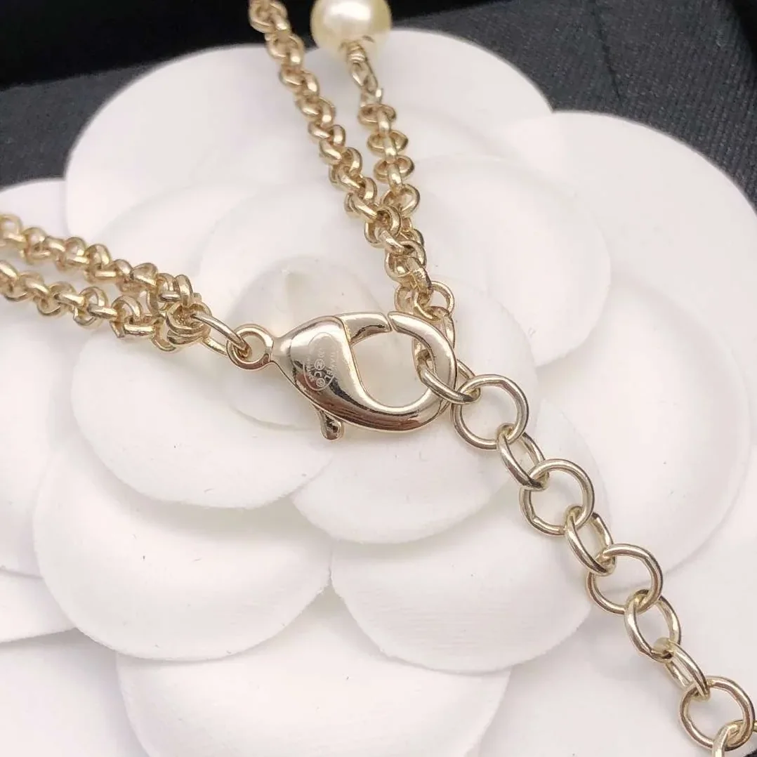 Chanel Pearl Double C Rice Beads Large And Small Necklace Gold Chanel Pearl Double C Rice Beads Large And Small Necklace Gold