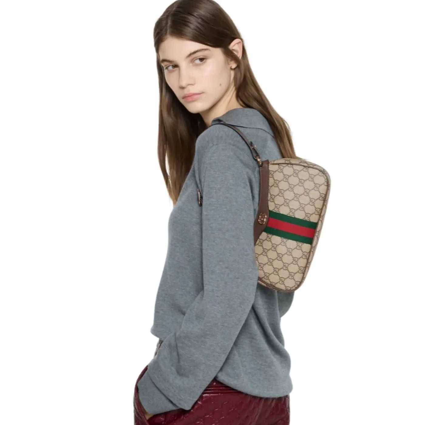 Gucci Ophidia Small Shoulder Bag in Beige Gold Hardware
