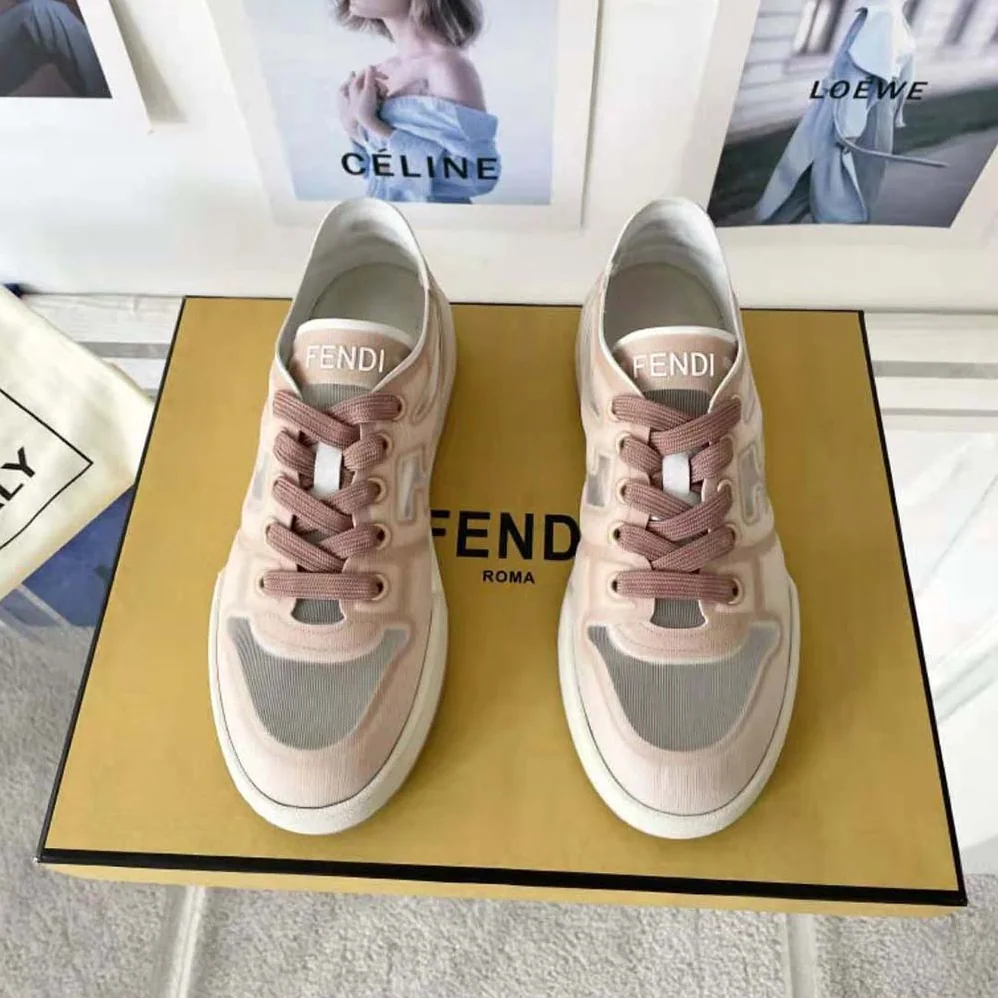 Fendi Match Pink Mesh Low Tops for Unisex