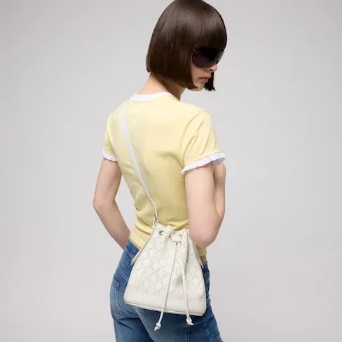 Gucci Venice Small Bucket Bag in White Palladium Hardware Gucci Venice Small Bucket Bag in White Palladium Hardware