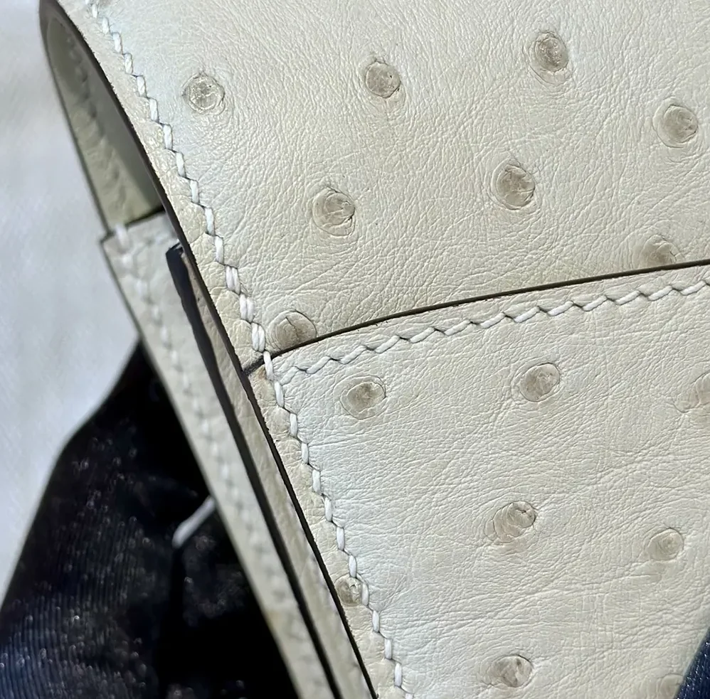 Hermes Constance 19 Bag Nata Ostrich Leather for Women in White/Gold Hermes Constance 19 Bag Nata Ostrich Leather for Women in White/Gold