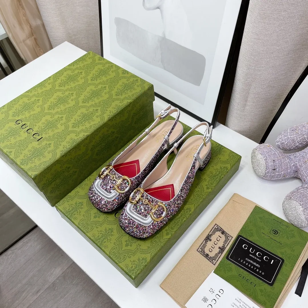 Gucci Lovelight Slingback Mid-Heel With Horsebit Multicolor GG Gucci Lovelight Slingback Mid-Heel With Horsebit Multicolor GG