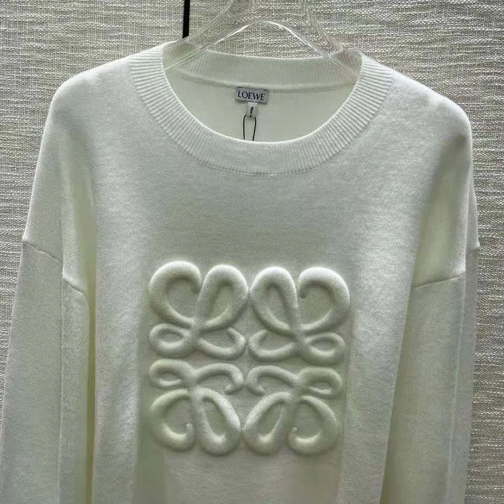 Loewe Anagram Sweater in Wool for Women in White Loewe Anagram Sweater in Wool for Women in White