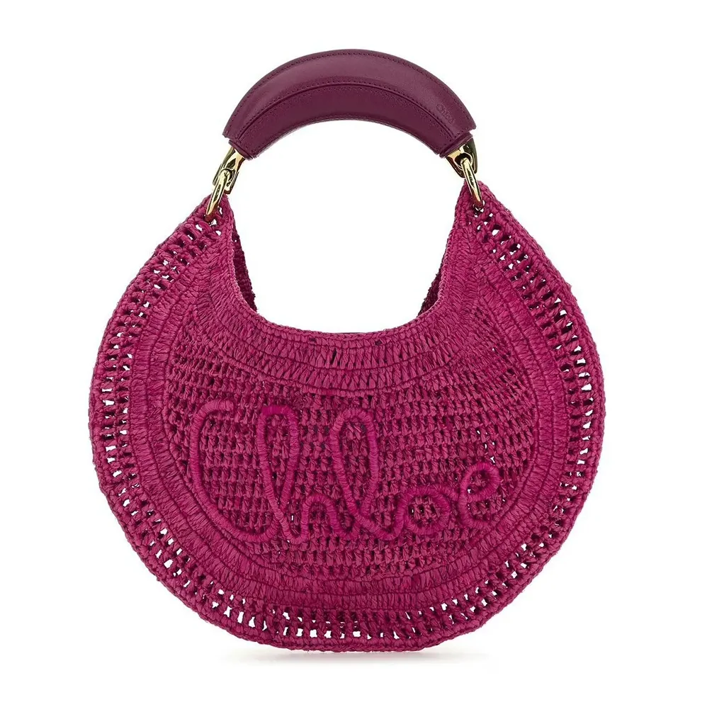 Chloe Summer Banana Hobo Bag In Raffia for Women in Rose