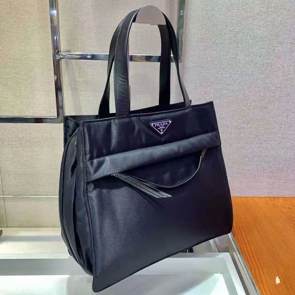 Prada Quilted Nylon Tote Bag for Women in Black Prada Quilted Nylon Tote Bag for Women in Black