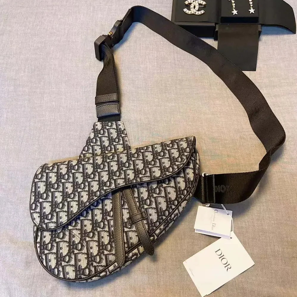 Dior Saddle Bag Beige and Black Dior Oblique Jacquard for Men Dior Saddle Bag Beige and Black Dior Oblique Jacquard for Men