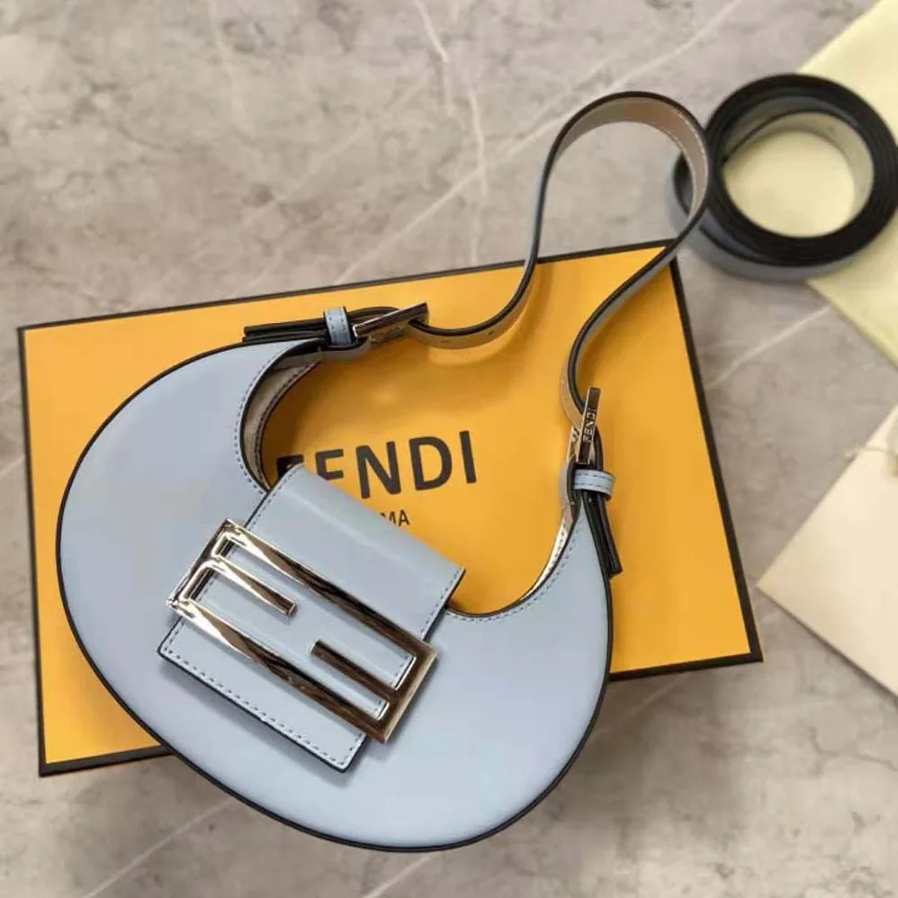 Fendi Cookie Light Blue Leather Mini Bag for Women Fendi Cookie Light Blue Leather Mini Bag for Women