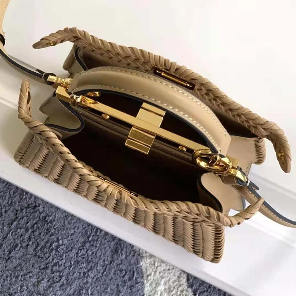 Fendi Peekaboo ISeeU Petite Brown Padded Calfskin Leather Bag for Women