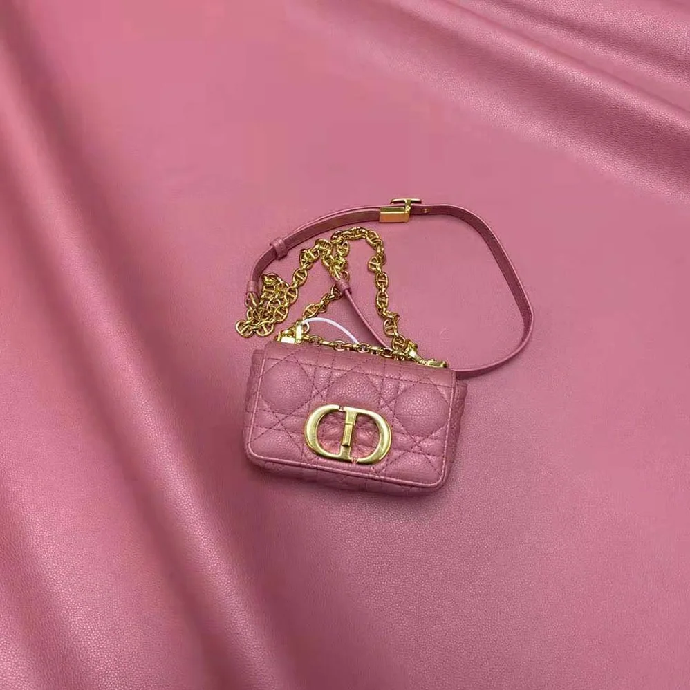 Dior Micro Dior Caro Bag Yarrow Pink Supple Cannage Calfskin for Women