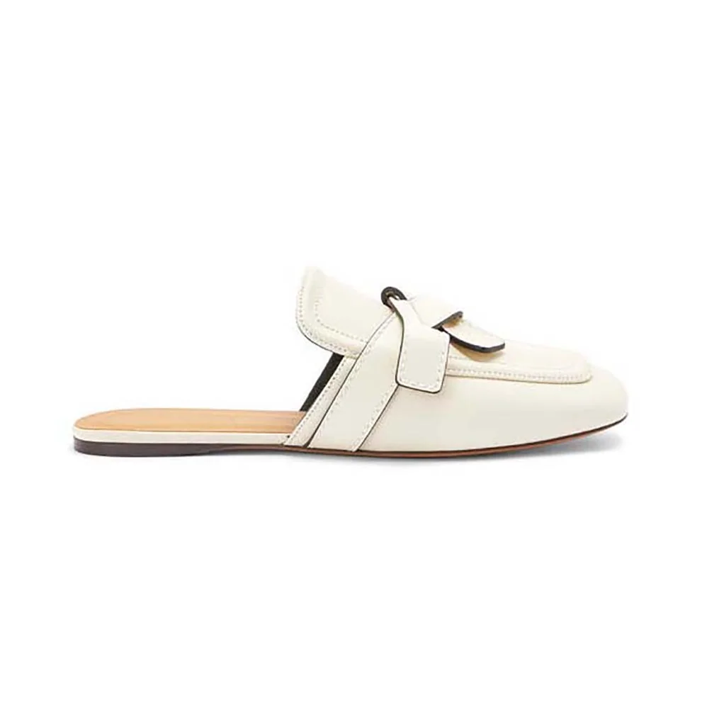 Loewe Gate Flat Mule in Calfskin for Women in White