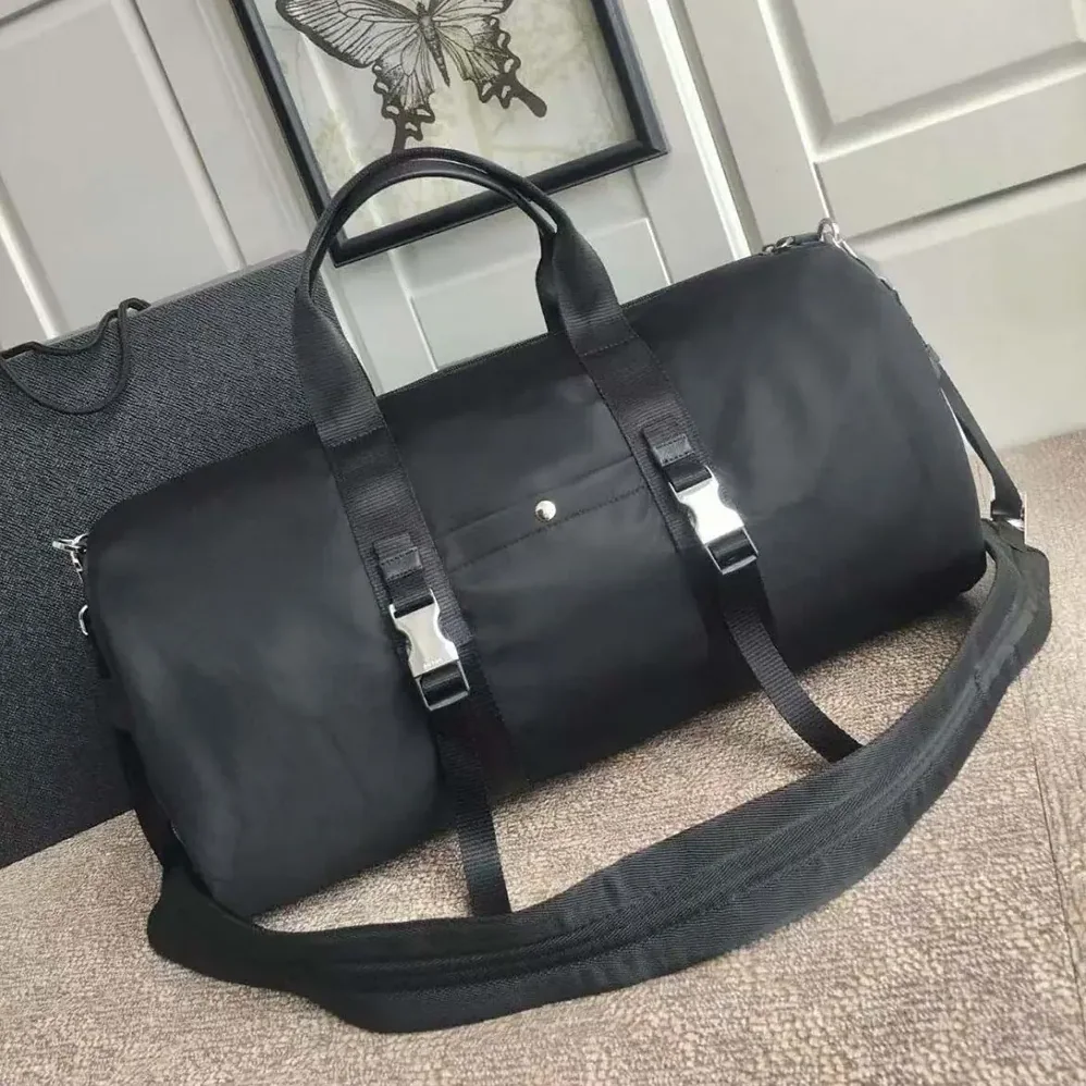 Prada Re-Nylon and Saffiano Leather Duffle Bag for Unisex in Black