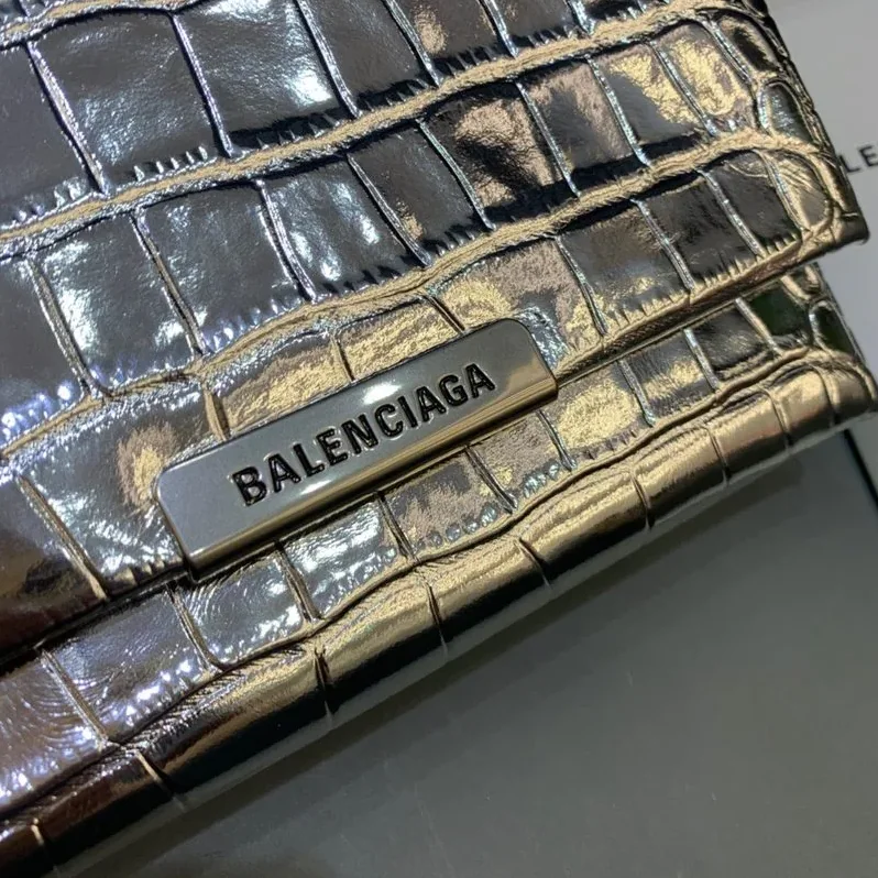 Balenciaga Triplet Small Bag Crocodile Embossed Silver Balenciaga Triplet Small Bag Crocodile Embossed Silver