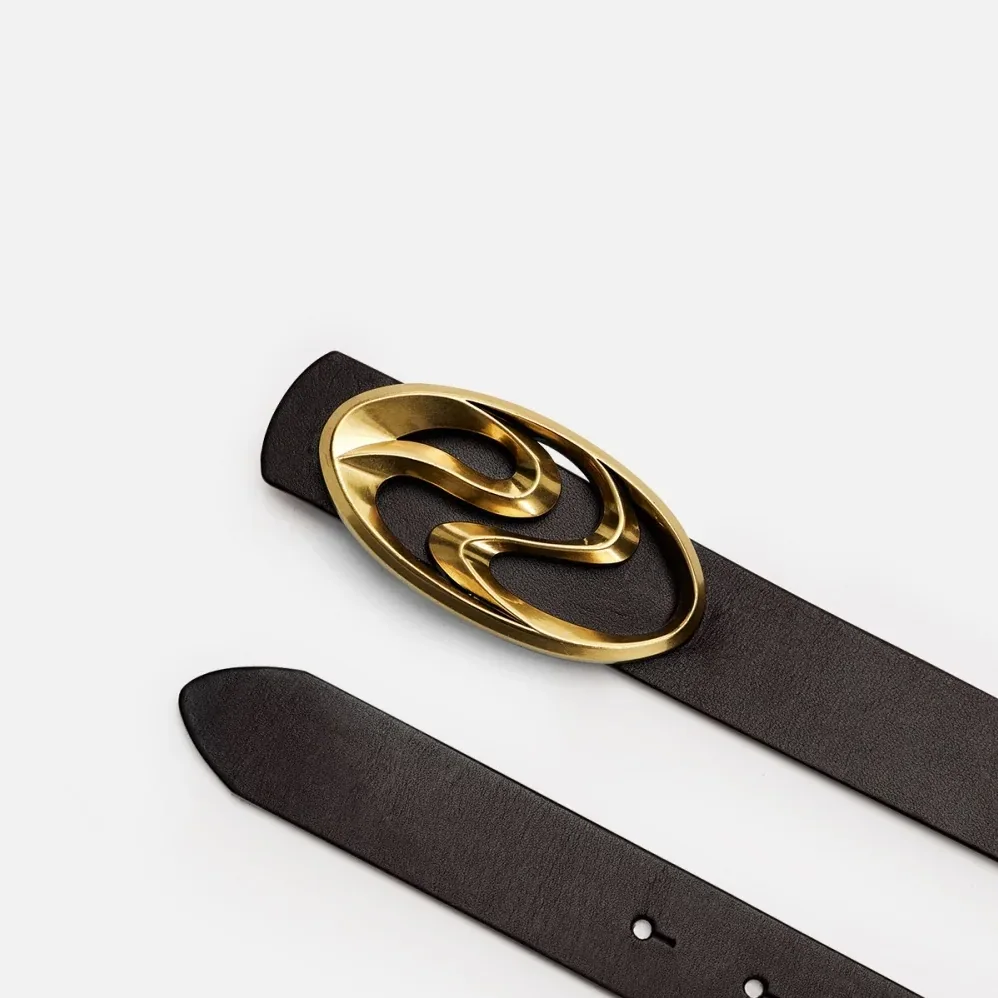 Matte Silver-plated Distressed Full in grain Leather Belt