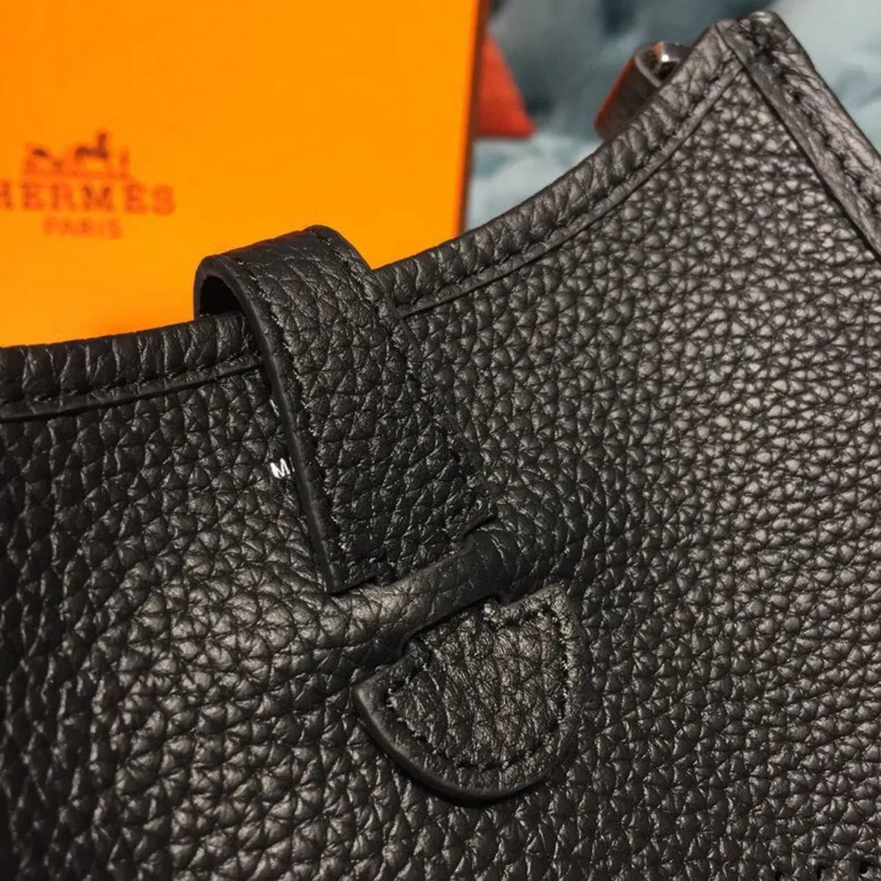 Hermes Evelyne II TPM Bag Black Silver Toned Hardware /