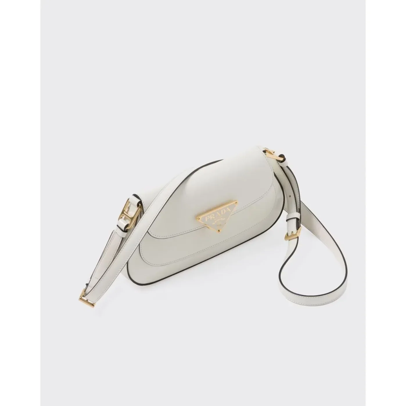 Prada Brushed Leather Shoulder White Bag 1BD345_ZO6_F02EU_V_HTO- / 9.4 Inches