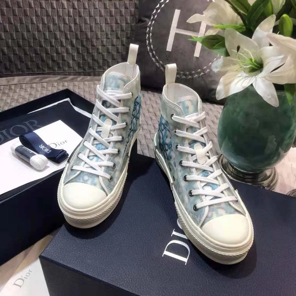 Dior B23 High-Top Sneaker Blue Dior Oblique Pixel Canvas for Men