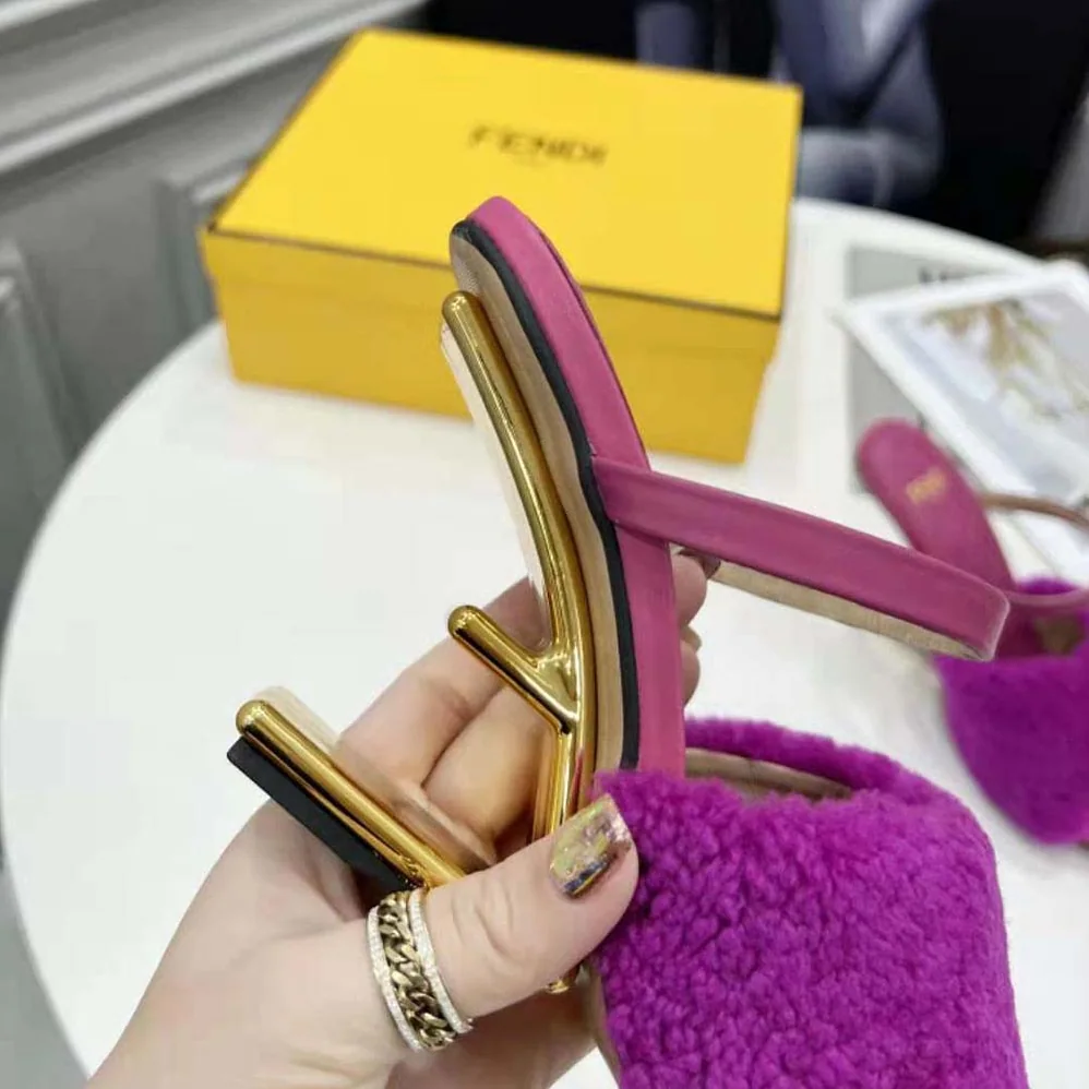 Fendi First Purple Sheepskin High for Women in Heeled Sandals