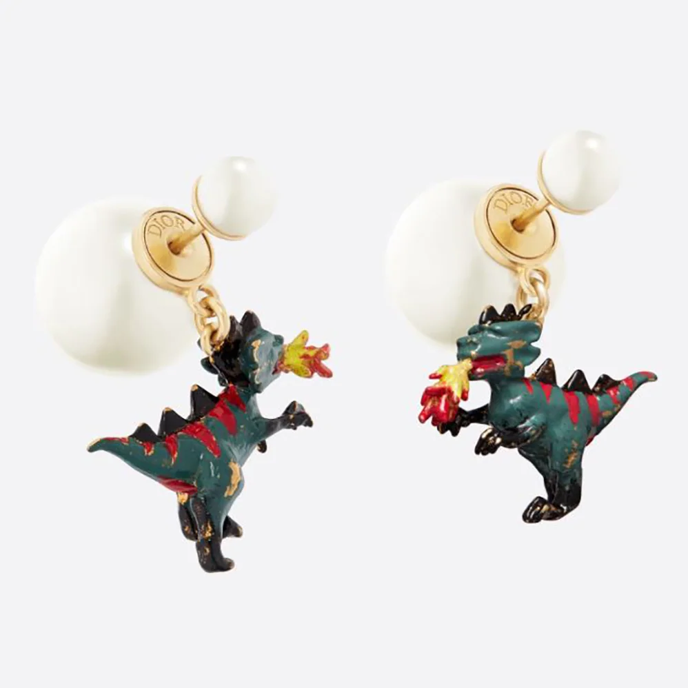 Dior Tribales Earrings Gold-Finish Metal and White Resin Pearls for Women Dior Tribales Earrings Gold-Finish Metal and White Resin Pearls for Women
