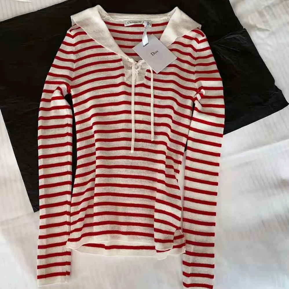 Dior Mariniere Sweater Peony Pink Linen Cashmere and Silk for Women