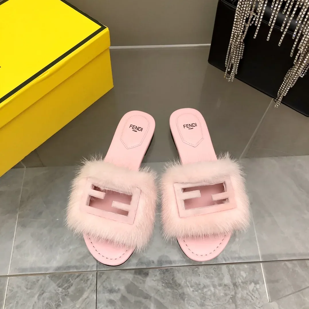 Fendi Pink Mink Slides Fendi Pink Mink Slides