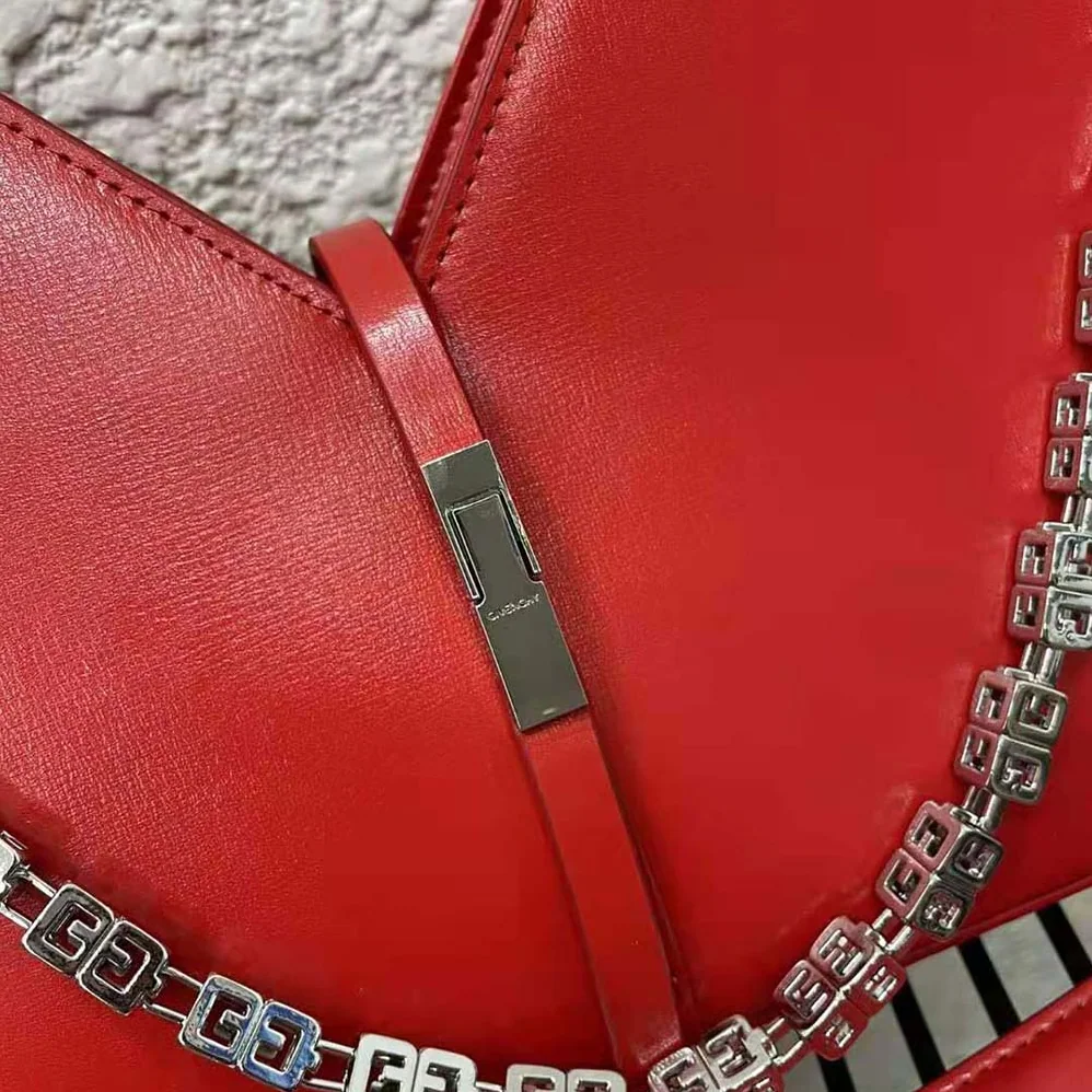 Givenchy Small Cut Out Bag in Box Leather with Chain for Women in Red