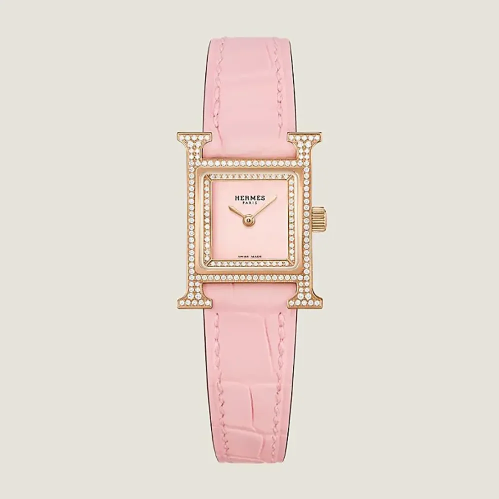 Hermes Heure H Watch Mini Model 21 mm for Women in Pink Hermes Heure H Watch Mini Model 21 mm for Women in Pink