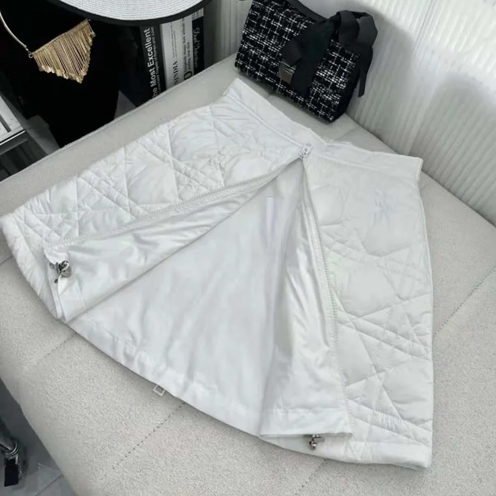 Dior Macrocannage Flared Miniskirt White Quilted Technical Taffeta for Women Dior Macrocannage Flared Miniskirt White Quilted Technical Taffeta for Women