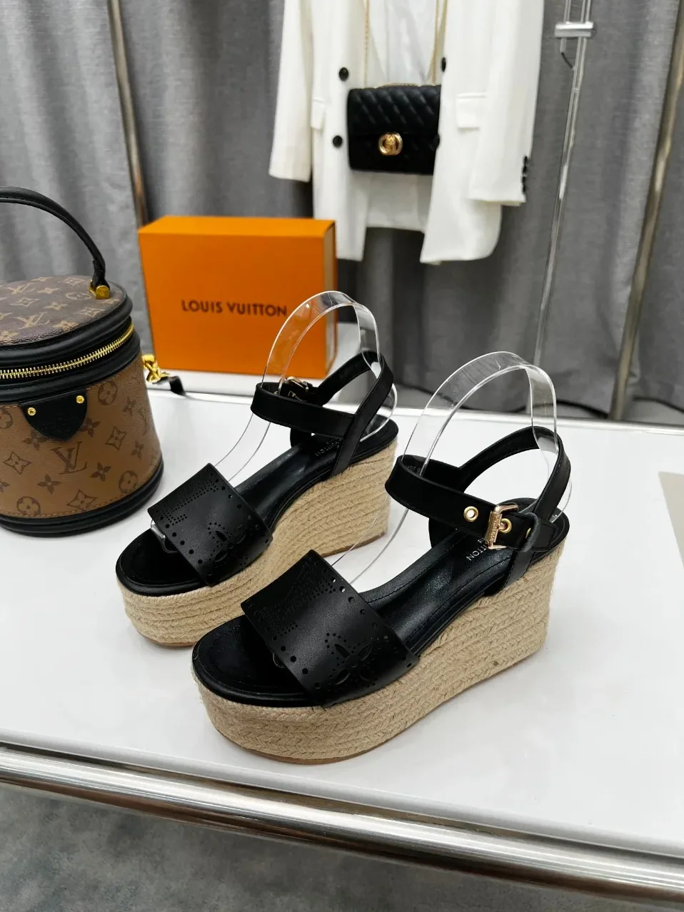 Louis Vuitton Starboard Wedge Sandal Black for Women