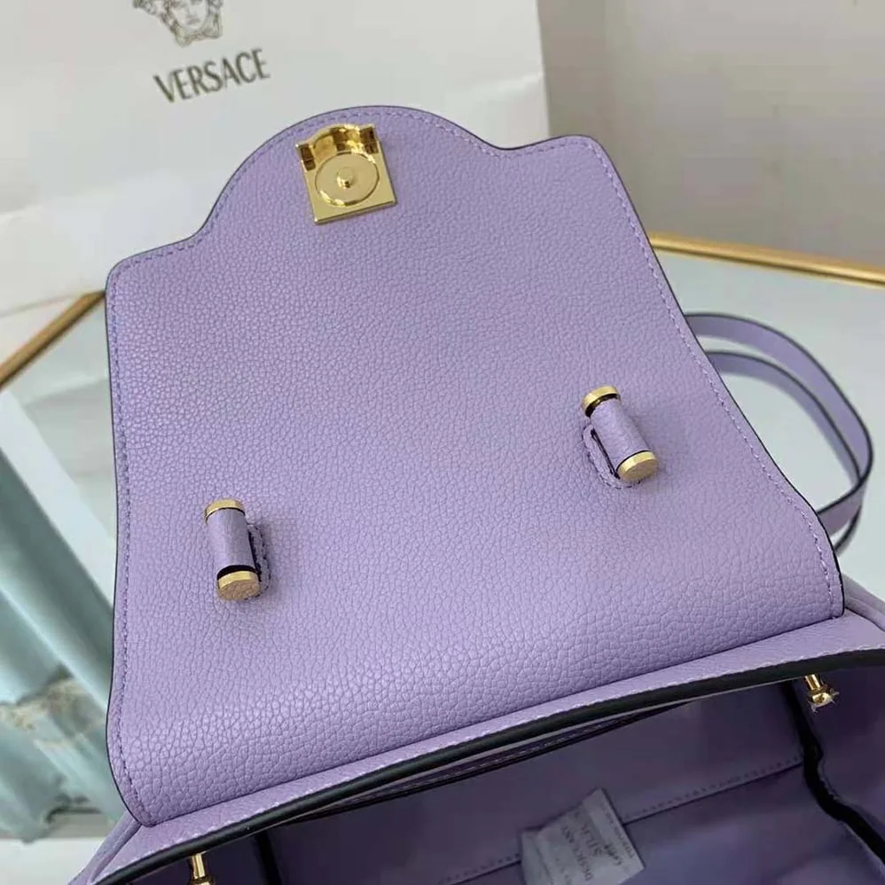 Versace La Medusa Small Handbag Crafted From Premium Leather for Women in Purple Versace La Medusa Small Handbag Crafted From Premium Leather for Women in Purple