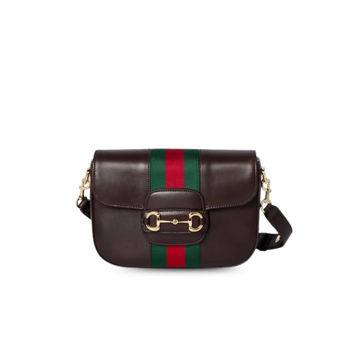 Gucci Horsebit 1955 Small Shoulder Bag in Dark Brown Gold Hardware